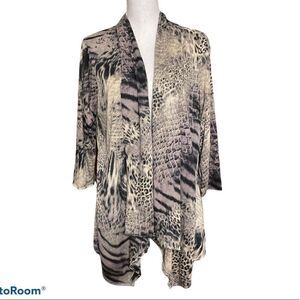 NWT S Point Open front shawl collar animal print cardigan jacket size 2X